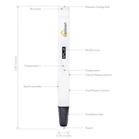 ILIFESMART 3D PRINTING PEN WITH OLED DISPLAY FOR DRAWING (WHITE)