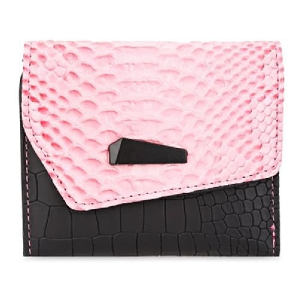 GUAPABIEN SNAKE PRINT PU LEATHER MAGNET SHORT WALLET (PINK)