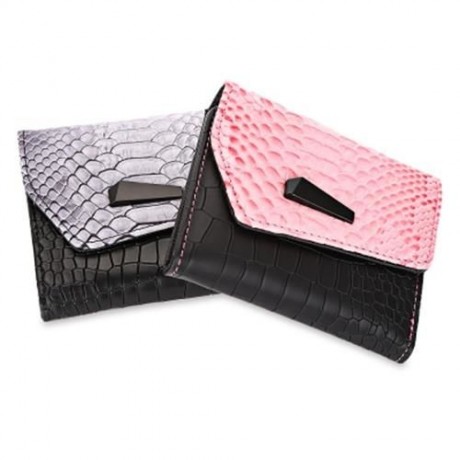 GUAPABIEN SNAKE PRINT PU LEATHER MAGNET SHORT WALLET (PINK)