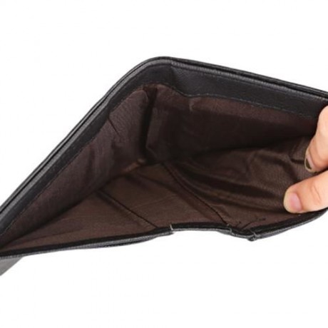 SWEETHEART PRINT PU MATERIAL SNAP FASTENER SHORT WALLET (BLACK)