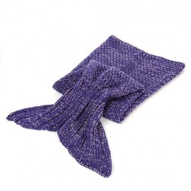 OUTDOOR TRAVELING HANDMADE FISH TAIL KNITTED CROCHET BLANKET (PURPLE)