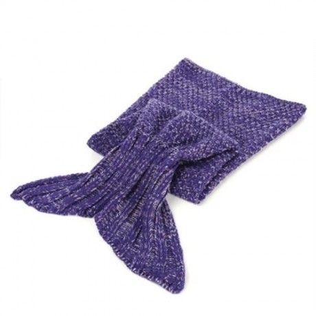 OUTDOOR TRAVELING HANDMADE FISH TAIL KNITTED CROCHET BLANKET (PURPLE)