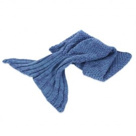 OUTDOOR TRAVELING HANDMADE FISH TAIL KNITTED CROCHET BLANKET (LAKE BLUE)