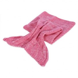 OUTDOOR TRAVELING HANDMADE FISH TAIL KNITTED CROCHET BLANKET (RED)