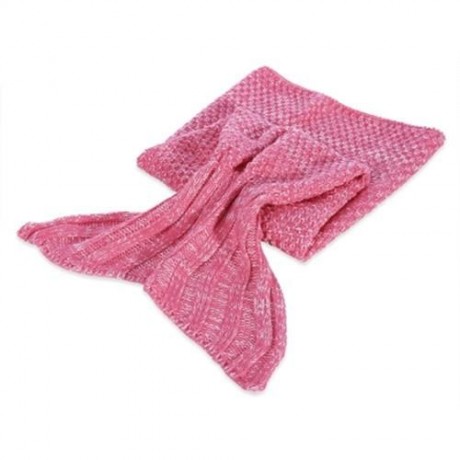 OUTDOOR TRAVELING HANDMADE FISH TAIL KNITTED CROCHET BLANKET (RED)