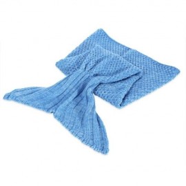 OUTDOOR TRAVELING HANDMADE FISH TAIL KNITTED CROCHET BLANKET (AZURE)