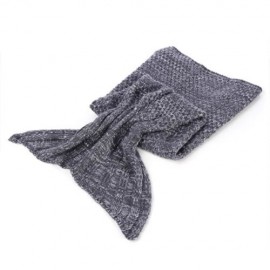 OUTDOOR TRAVELING HANDMADE FISH TAIL KNITTED CROCHET BLANKET (GRAY)