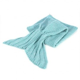 OUTDOOR TRAVELING HANDMADE FISH TAIL KNITTED CROCHET BLANKET (GREEN)