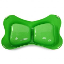 BONE SHAPE PET DOG CAT FEEDING AND DRINKING DUAL USE BOWL (GREEN)