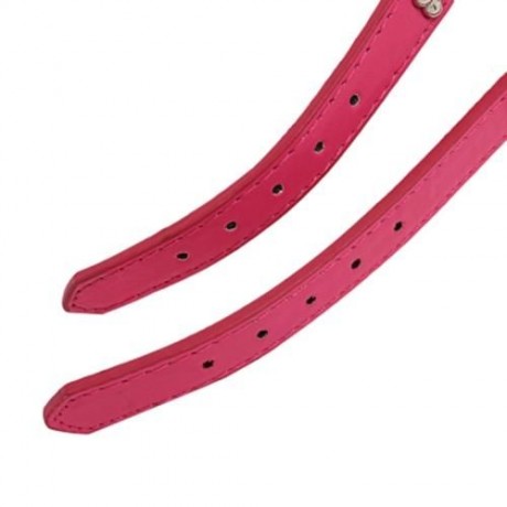 ADJUSTABLE NO-PULL BONE STUD DESIGN PET DOG HARNESS LEASH SET (PINK)
