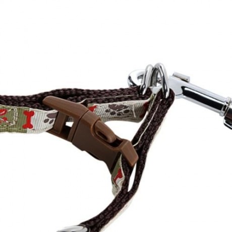 CASUAL ADJUSTABLE NYLON PET DOGS AND CATS HARNESS LEASH (COFFEE)