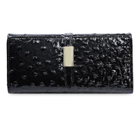 GUAPABIEN CUTE CARTOON ANIMAL OSTRICH PATTERN CARD HOLDER CLUTCH WALLET (BLACK)