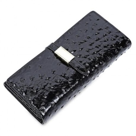 GUAPABIEN CUTE CARTOON ANIMAL OSTRICH PATTERN CARD HOLDER CLUTCH WALLET (BLACK)