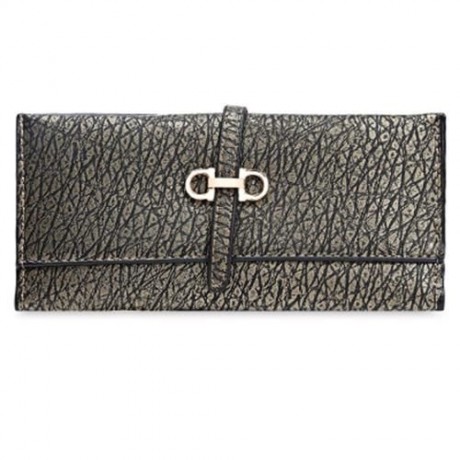 GUAPABIEN OLD CLASSICAL STYLE STONE PATTERN EMBELLISHMENT LADIES METAL HASP CASH WALLET (G