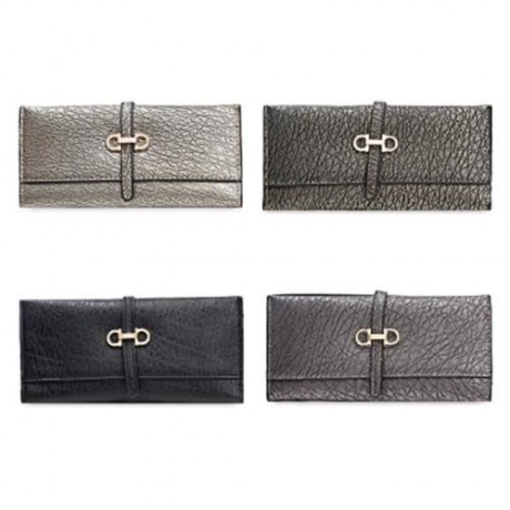 GUAPABIEN OLD CLASSICAL STYLE STONE PATTERN EMBELLISHMENT LADIES METAL HASP CASH WALLET (I