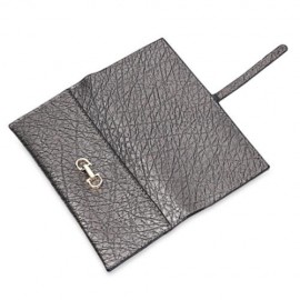 GUAPABIEN OLD CLASSICAL STYLE STONE PATTERN EMBELLISHMENT LADIES METAL HASP CASH WALLET (I