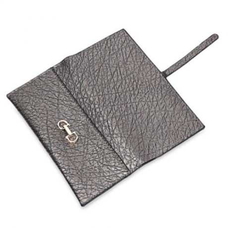 GUAPABIEN OLD CLASSICAL STYLE STONE PATTERN EMBELLISHMENT LADIES METAL HASP CASH WALLET (I