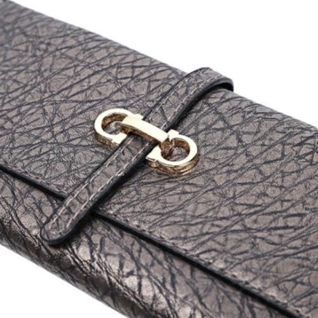 GUAPABIEN OLD CLASSICAL STYLE STONE PATTERN EMBELLISHMENT LADIES METAL HASP CASH WALLET (I