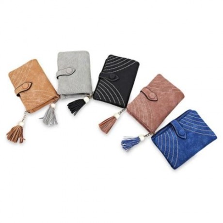 GUAPABIEN EMBROIDERY PATTERN SNAP FASTENER WOMEN SHORT WALLET (LIGHT COFFEE)