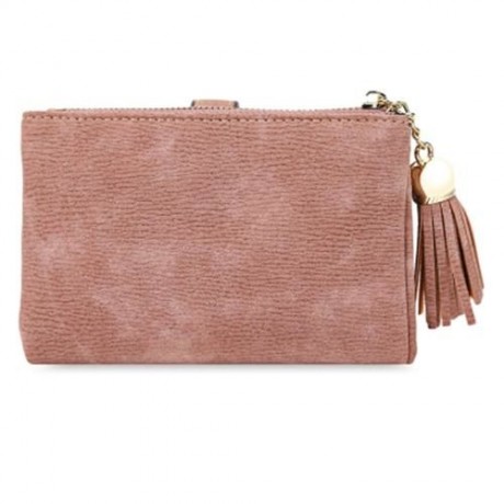 GUAPABIEN EMBROIDERY PATTERN SNAP FASTENER WOMEN SHORT WALLET (PEACH RED)