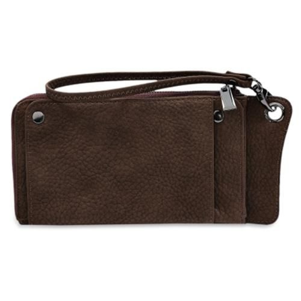 MULTI-FUNCTIONAL PU LEATHER HORIZONTAL TOTE WALLET (BROWN)