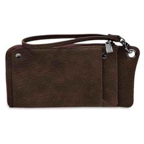 MULTI-FUNCTIONAL PU LEATHER HORIZONTAL TOTE WALLET (BROWN)