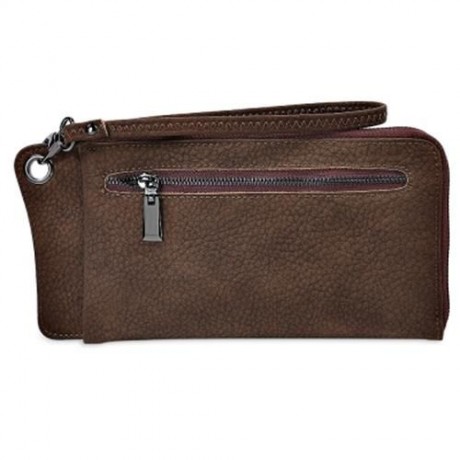 MULTI-FUNCTIONAL PU LEATHER HORIZONTAL TOTE WALLET (BROWN)