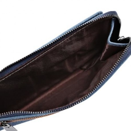 MULTI-FUNCTIONAL PU LEATHER HORIZONTAL TOTE WALLET (BLUE)