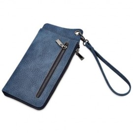 MULTI-FUNCTIONAL PU LEATHER HORIZONTAL TOTE WALLET (BLUE)