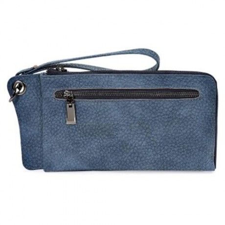 MULTI-FUNCTIONAL PU LEATHER HORIZONTAL TOTE WALLET (BLUE)
