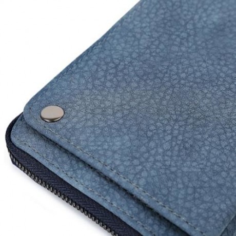 MULTI-FUNCTIONAL PU LEATHER HORIZONTAL TOTE WALLET (BLUE)