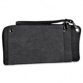 MULTI-FUNCTIONAL PU LEATHER HORIZONTAL TOTE WALLET (DEEP GRAY)