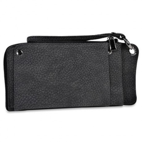 MULTI-FUNCTIONAL PU LEATHER HORIZONTAL TOTE WALLET (DEEP GRAY)