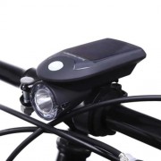 USB RECHARGEABLE SOLAR ENERGY BICYCLE FRONT HEAD FLASHLIGHT (BLACK)