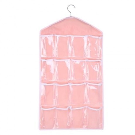 HOUSEHOLD SMALL ITEMS STORAGE PE HANGING WALL POCKET (PINK)