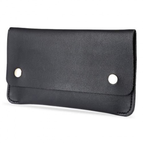 GUAPABIEN CONCISE DESIGN RIVET ELEMENT LEATHER LONG WALLET (BLACK)