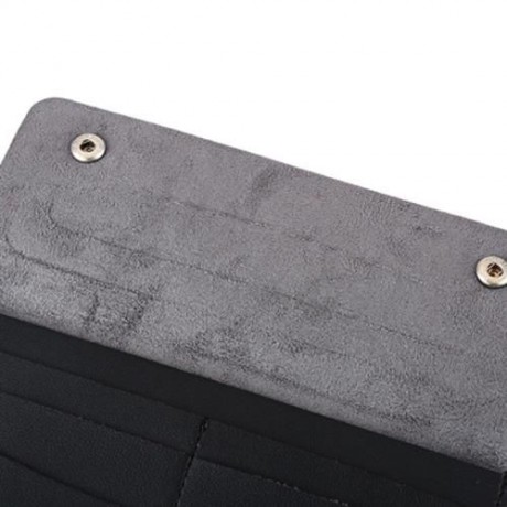 GUAPABIEN CONCISE DESIGN RIVET ELEMENT LEATHER LONG WALLET (BLACK)