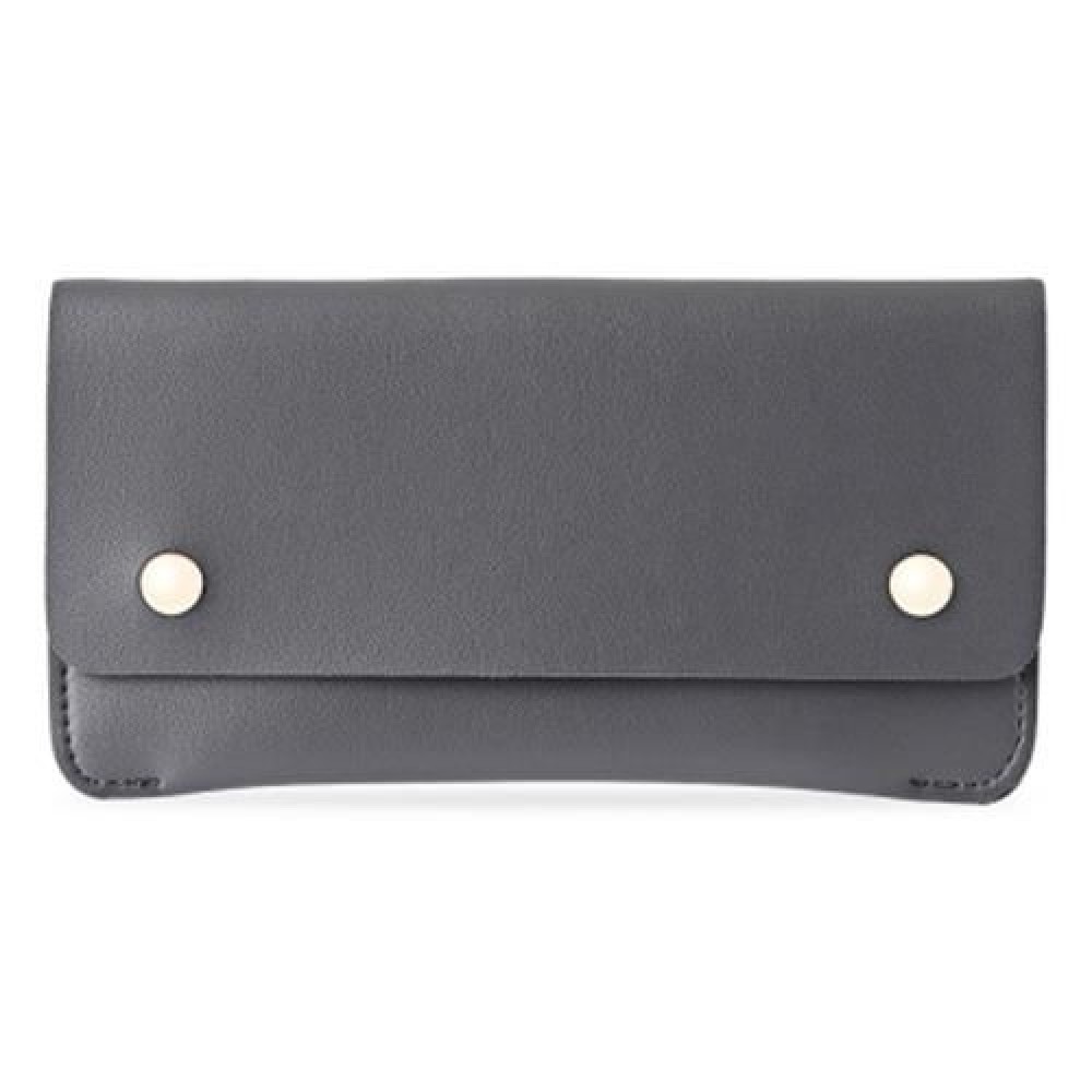 GUAPABIEN CONCISE DESIGN RIVET ELEMENT LEATHER LONG WALLET (GRAY)