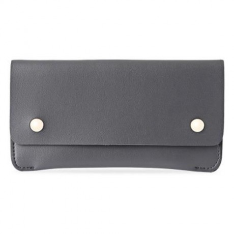 GUAPABIEN CONCISE DESIGN RIVET ELEMENT LEATHER LONG WALLET (GRAY)