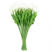 20PCS ARTIFICIAL TULIP FLOWER BOUQUET PARTY WEDDING DECOR (WHITE)