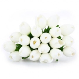 20PCS ARTIFICIAL TULIP FLOWER BOUQUET PARTY WEDDING DECOR (WHITE)