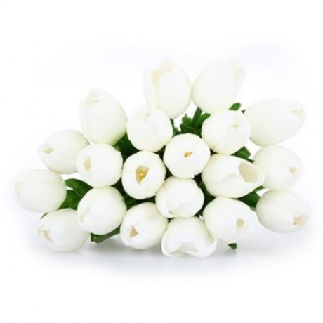 20PCS ARTIFICIAL TULIP FLOWER BOUQUET PARTY WEDDING DECOR (WHITE)