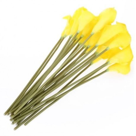 20PCS ARTIFICIAL CALLA LILY FLOWER BOUQUET PARTY WEDDING DECOR (YELLOW)