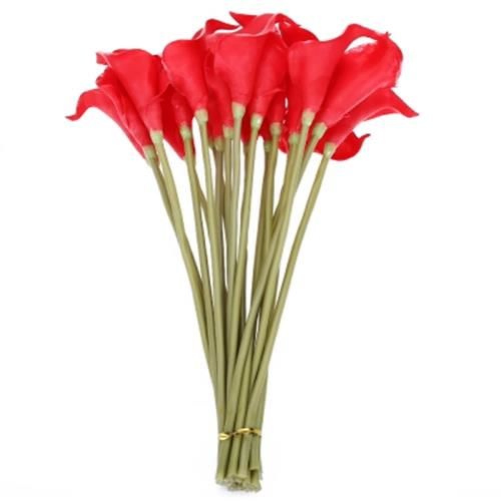 20PCS ARTIFICIAL CALLA LILY FLOWER BOUQUET PARTY WEDDING DECOR (RED)