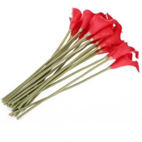 20PCS ARTIFICIAL CALLA LILY FLOWER BOUQUET PARTY WEDDING DECOR (RED)