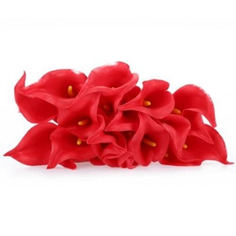 20PCS ARTIFICIAL CALLA LILY FLOWER BOUQUET PARTY WEDDING DECOR (RED)