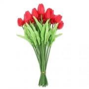 20PCS ARTIFICIAL TULIP FLOWER BOUQUET PARTY WEDDING DECOR (RED)