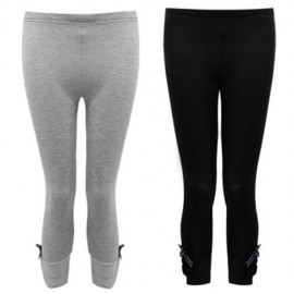CASUAL PURE COLOR BOWKNOT DECORATION WOMEN CAPRI PANTS (BLACK)