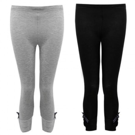CASUAL PURE COLOR BOWKNOT DECORATION WOMEN CAPRI PANTS (BLACK)