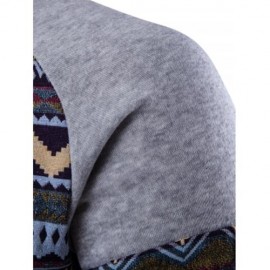 COLOR BLOCK TRIBAL PRINTED POCKET HOODED RAGLAN SLEEVE HOODIE (LIGHT GRAY)